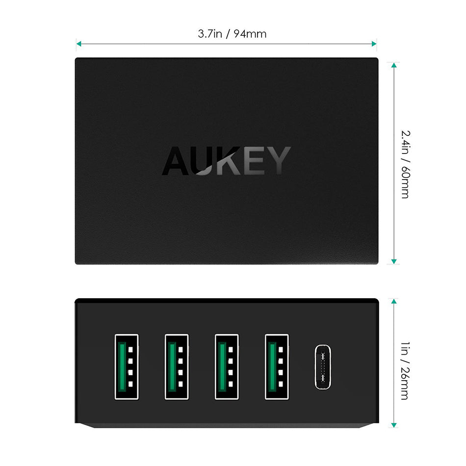 Aukey PA-Y5 (54W) 5-Port USB Type-C Fast Charger / Quick Charge 3.0