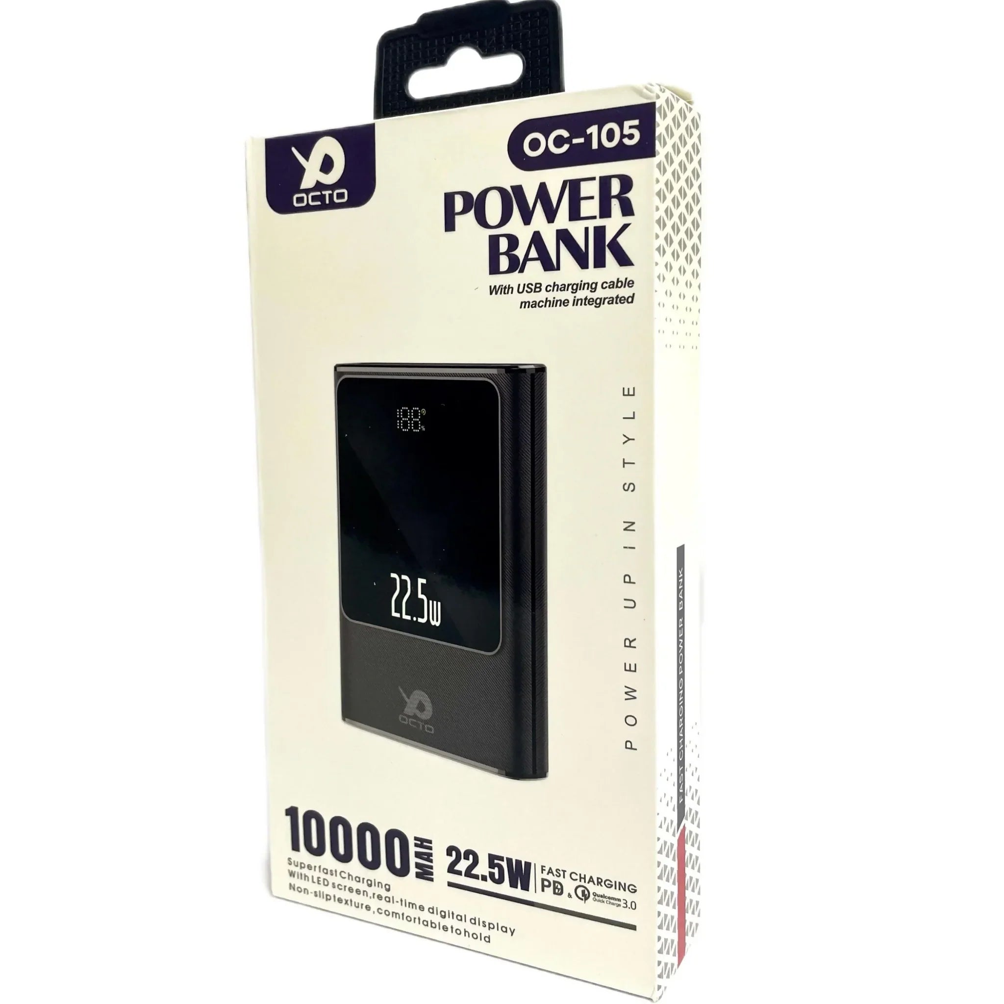 OCTO Power Bank, OC-105, 10000 mAh with PD Fast Charging