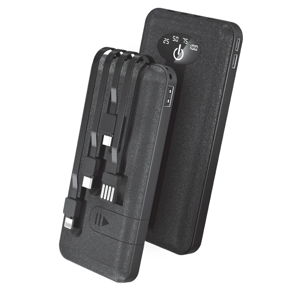 Alpha X200 10000 MAH POWER BANK With LED Display and attached 4in1 Cables